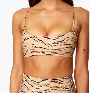 NWT WEWOREWHAT CHAIN TIGER BRA TOP SIZE XL